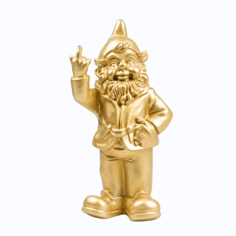 Nain F*ck You doré 32 cm Stevens Deco figurine déco pop art brillante