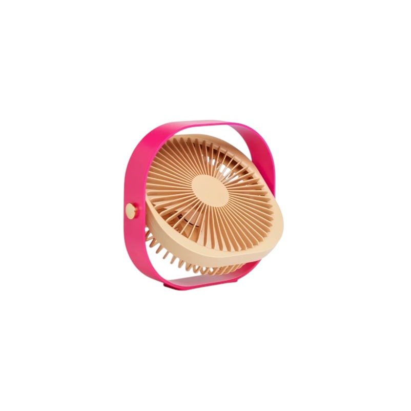 Ventilateur portatif WOOD Cerise Printworks avec cadre rose cerise et ventilateur beige orientable