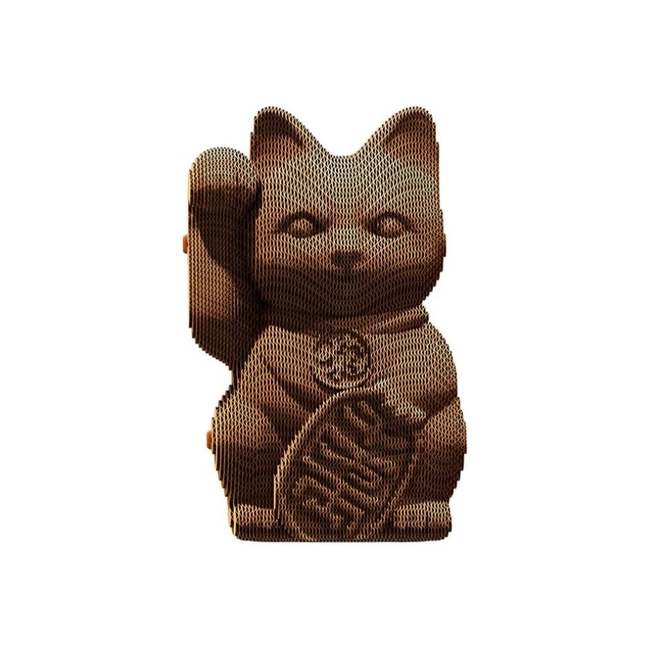 Puzzle 3D Lucky Cat en carton recyclé – Design écoresponsable par Cartonic (Ukraine) - Boutique Ømm