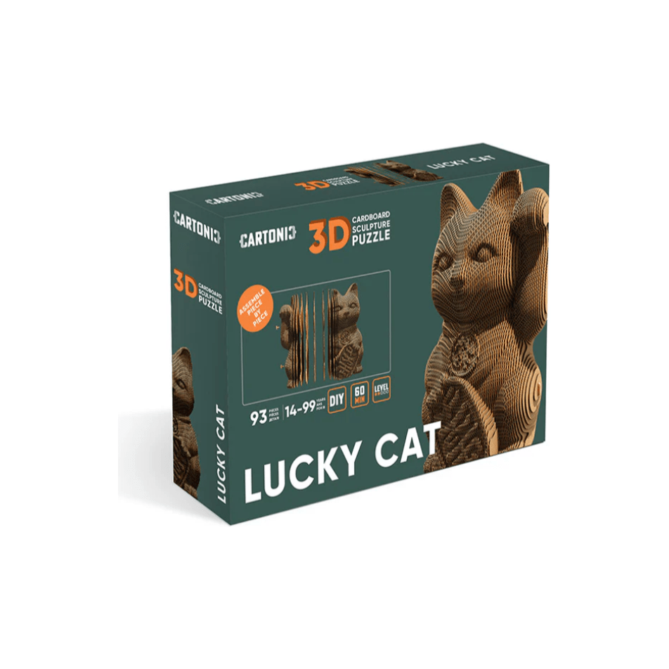 Puzzle 3D Lucky Cat en carton recyclé – Design écoresponsable par Cartonic (Ukraine) - Boutique Ømm