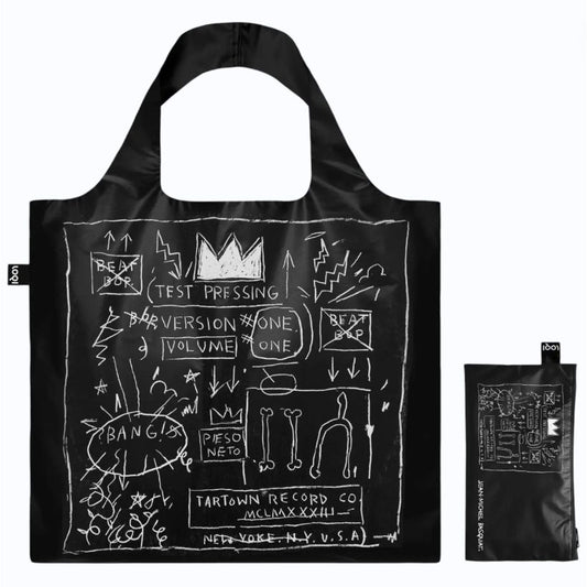 Sac shopping réutilisable noir métallisé Jean-Michel Basquiat Crown LOQI