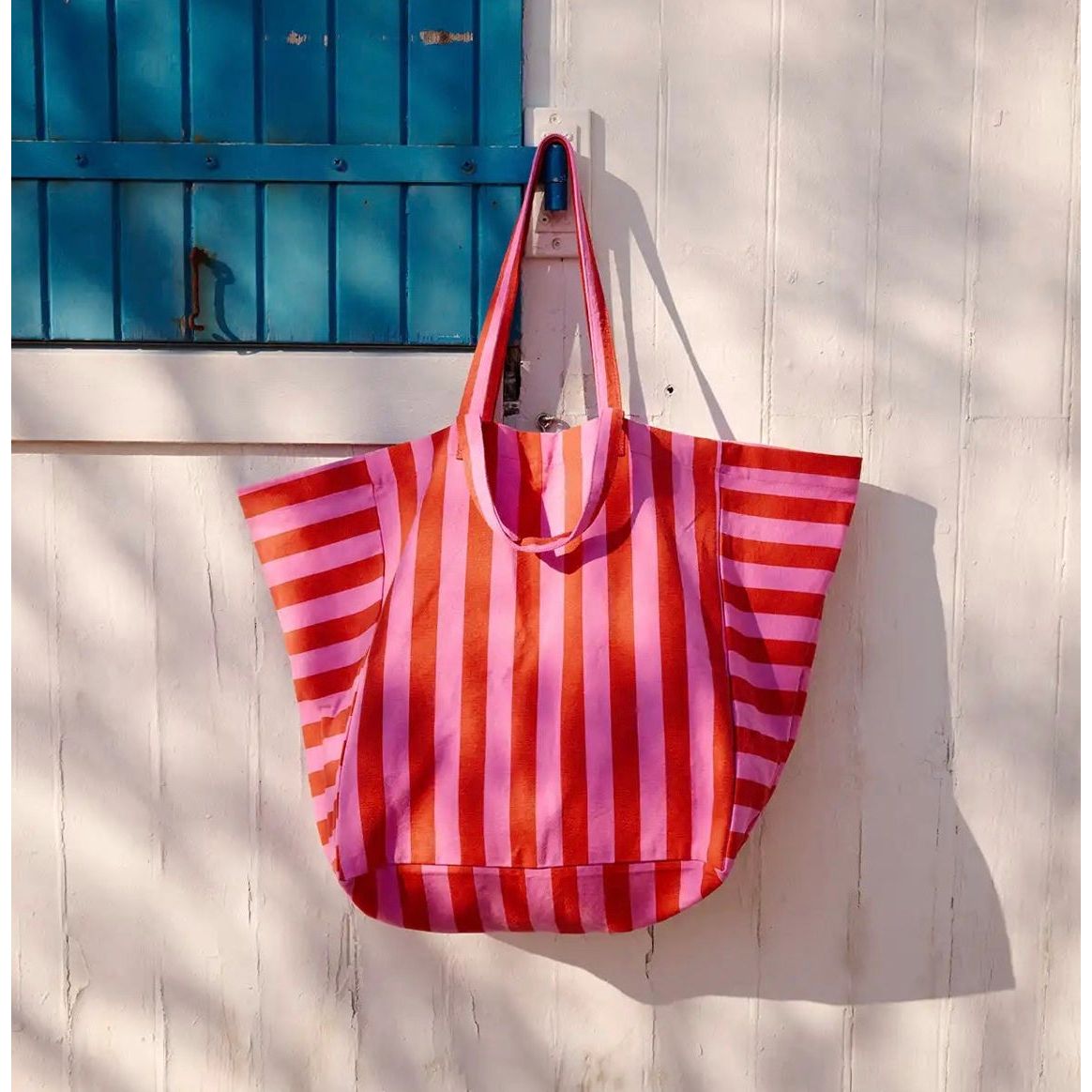 Sac Cabas Elisa – Rayures Orchidée / Tomate - Boutique Ømm