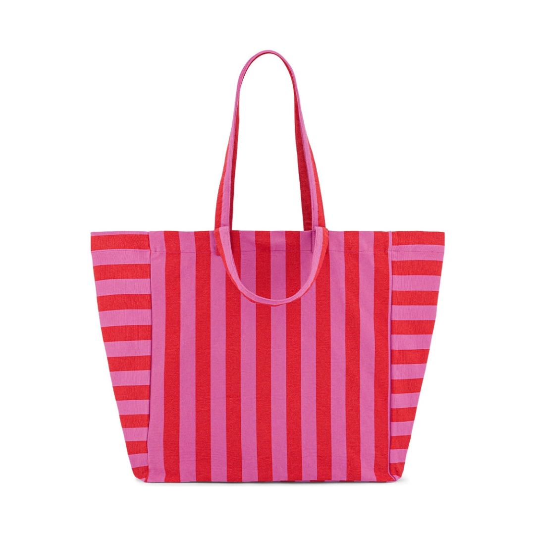 Sac Cabas Elisa – Rayures Orchidée / Tomate - Boutique Ømm