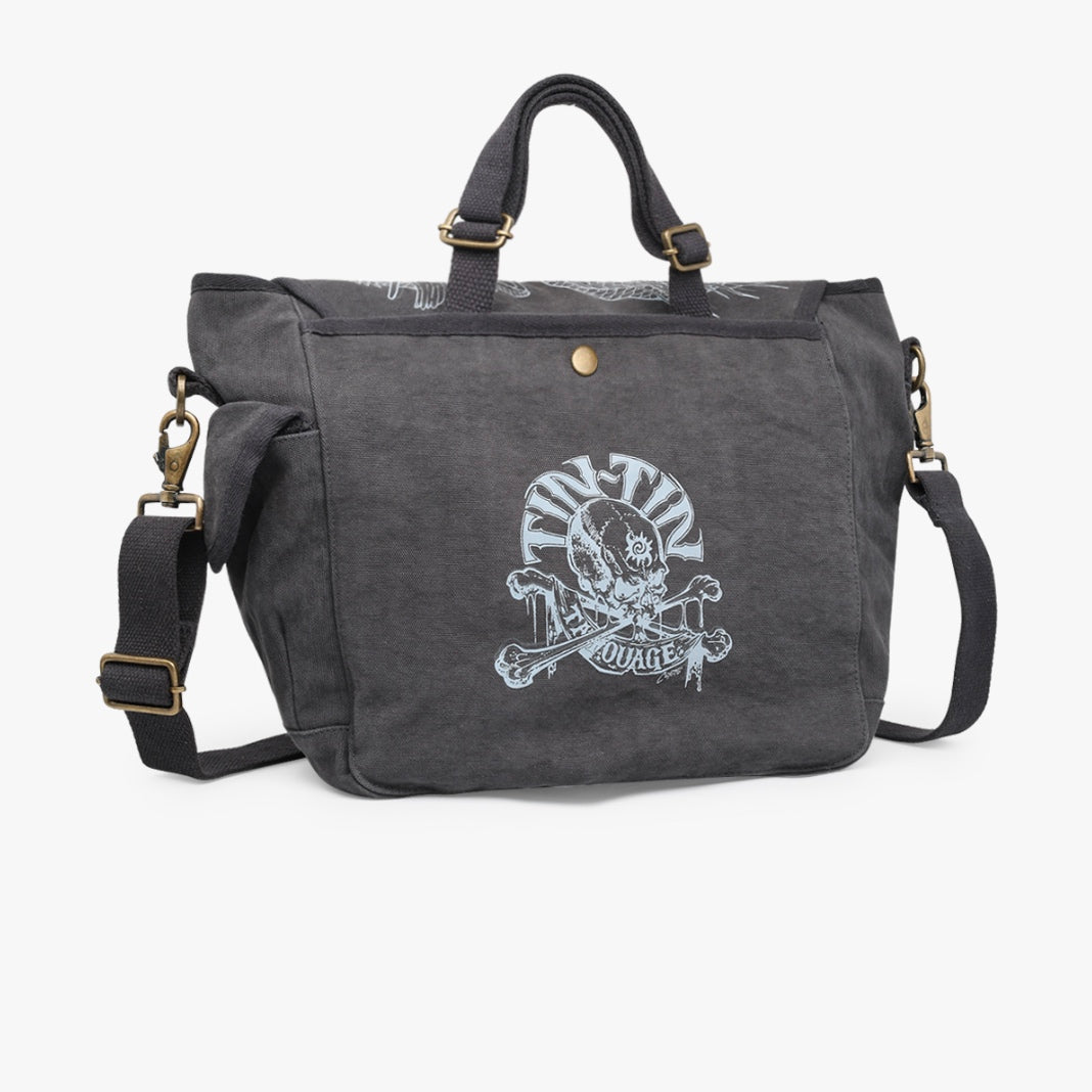 Sac US noir Tin-Tin messenger bag dragon tattoo vintage