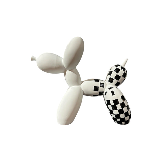 Sculpture Balloon Dog noir et blanc – Style damier arty - Boutique Ømm