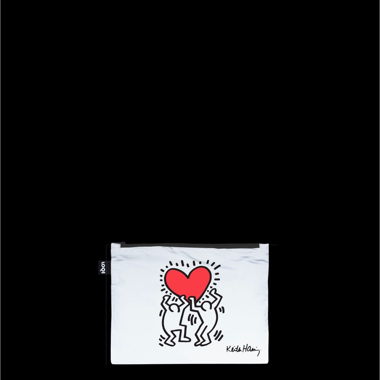 Set de 3 Pochettes Réfléchissantes Zippées KEITH HARING – Chien, Cœur & Love – LOQI - Boutique Ømm