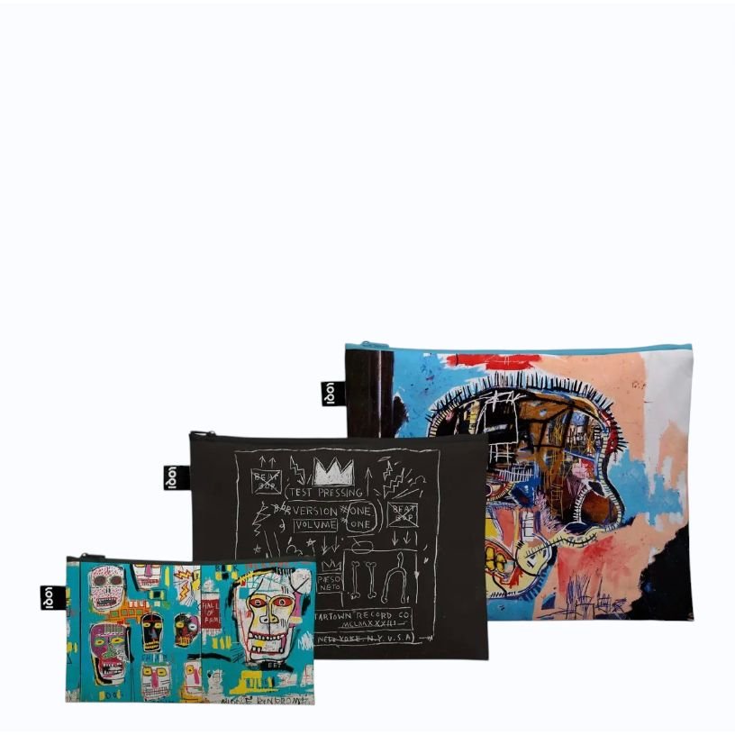 Set de 3 Pochettes Zippées Recyclées JEAN-MICHEL BASQUIAT – LOQI - Boutique Ømm