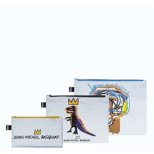 Set de 3 Pochettes Zippées Réfléchissantes JEAN-MICHEL BASQUIAT – Couronne & PEZ – LOQI - Boutique Ømm