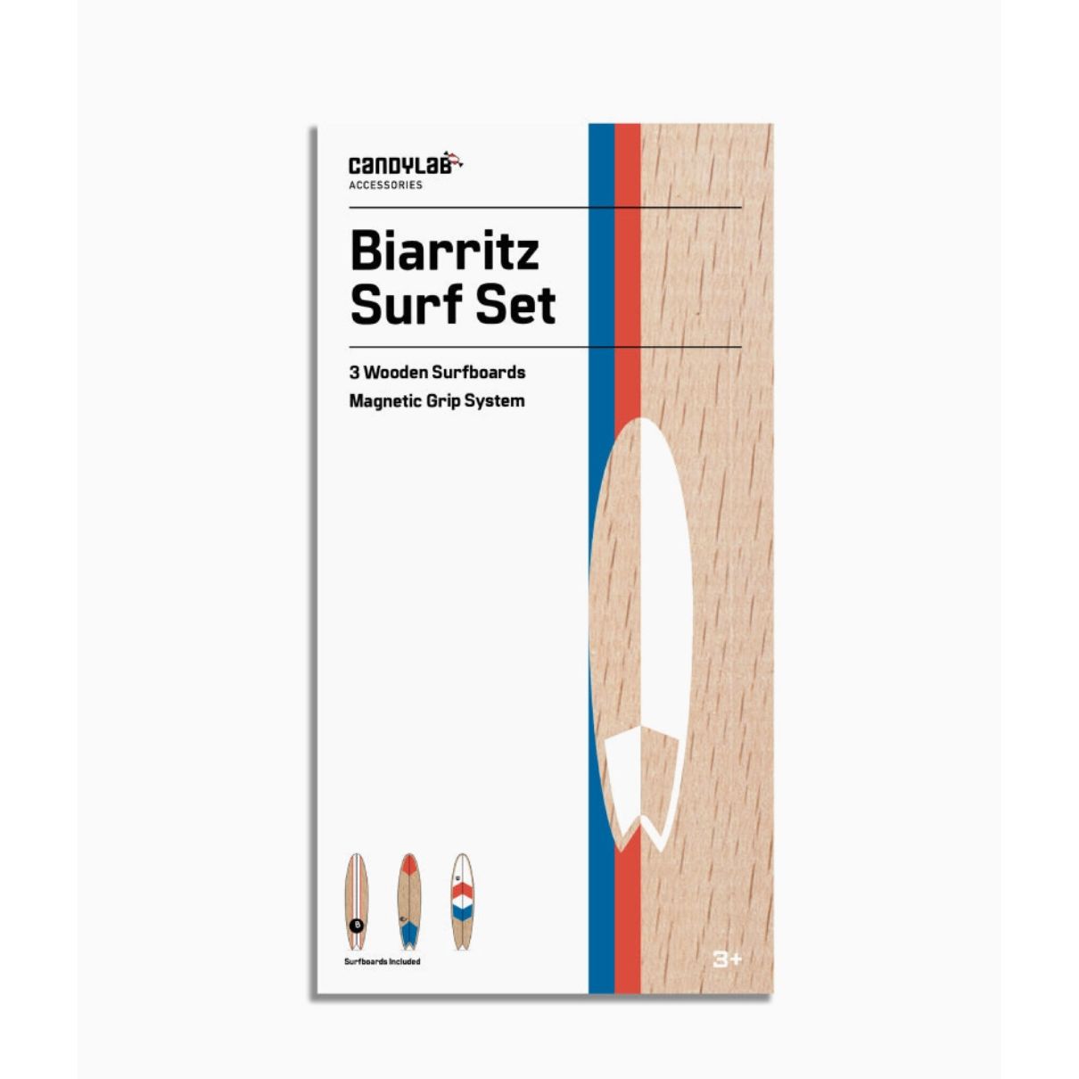 Set de 3 planches de surf Biarritz en bois avec aimants intégrés Candylab Toys