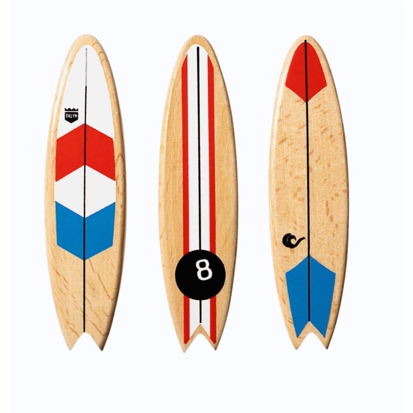 Set de 3 planches de surf Biarritz en bois avec aimants intégrés Candylab Toys