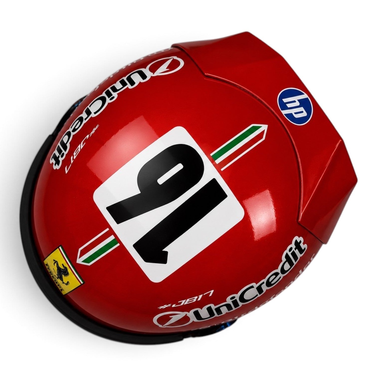 Casque Replica Charles Leclerc Monza 2025 Ferrari F1 rouge métallisé vu de profil avec visière Bell originale