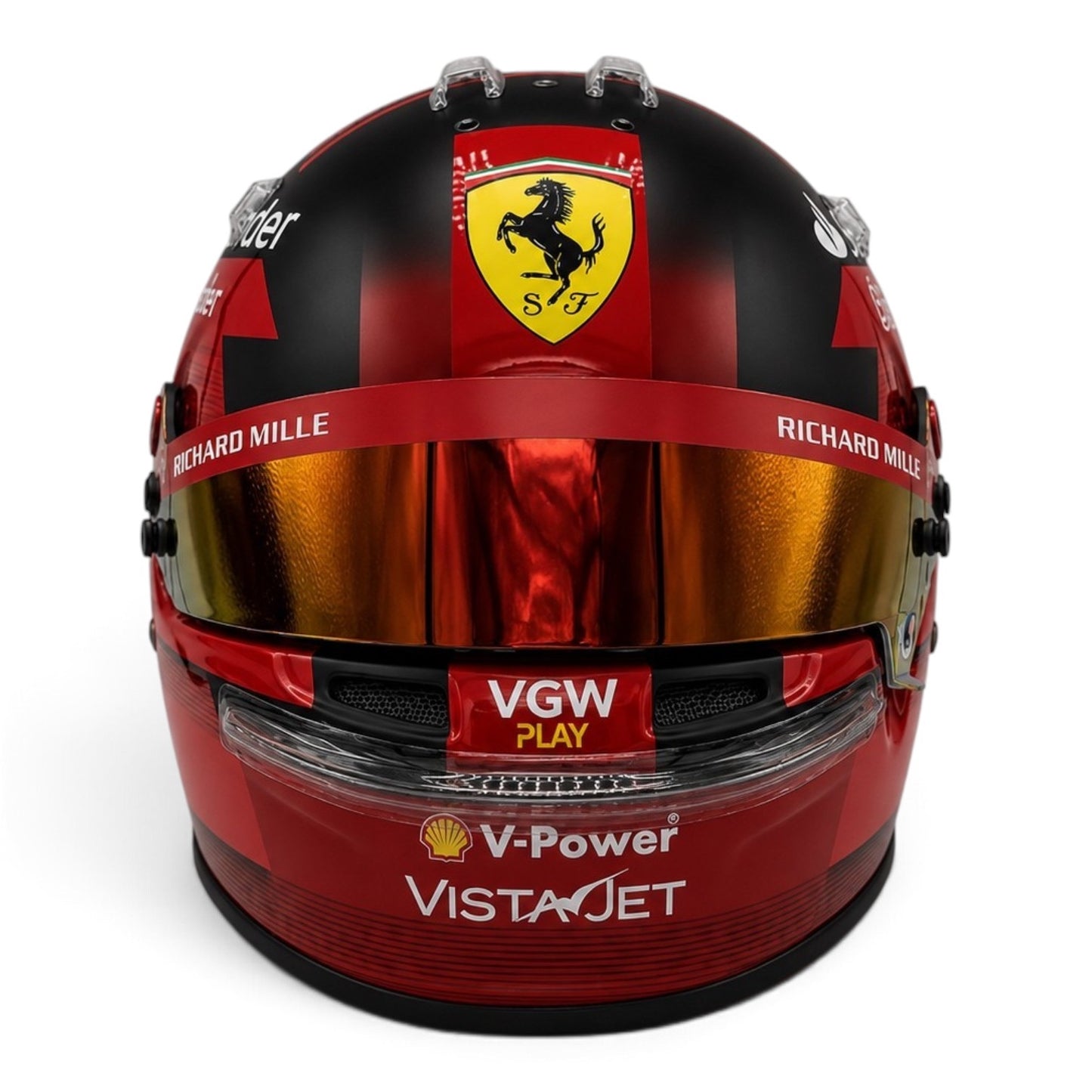 Casque Replica Carlos Sainz 2024 Ferrari F1 numéro 55 rouge jaune et noir avec visière Bell originale