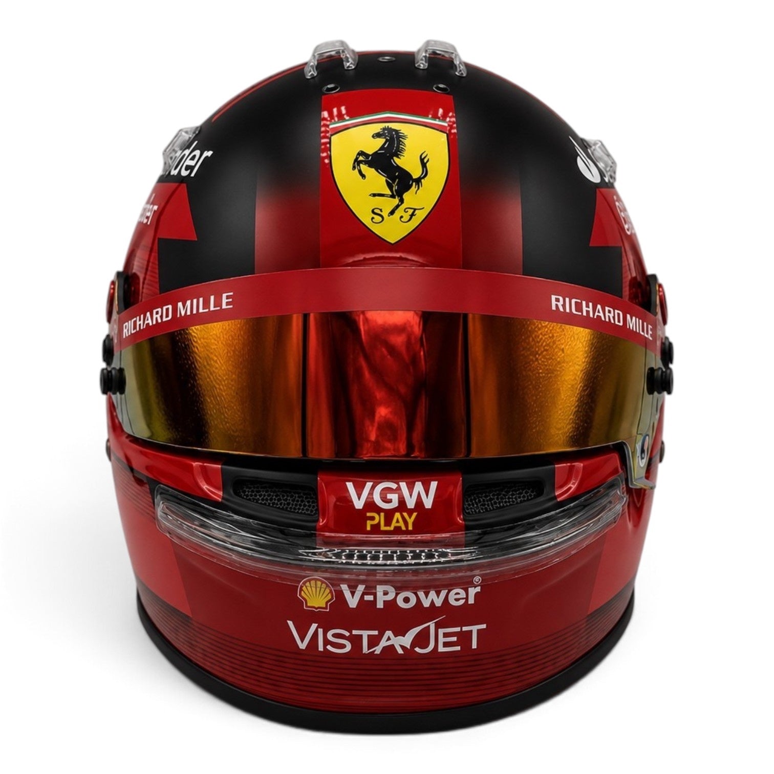 Casque Replica Carlos Sainz 2024 Ferrari F1 numéro 55 rouge jaune et noir avec visière Bell originale