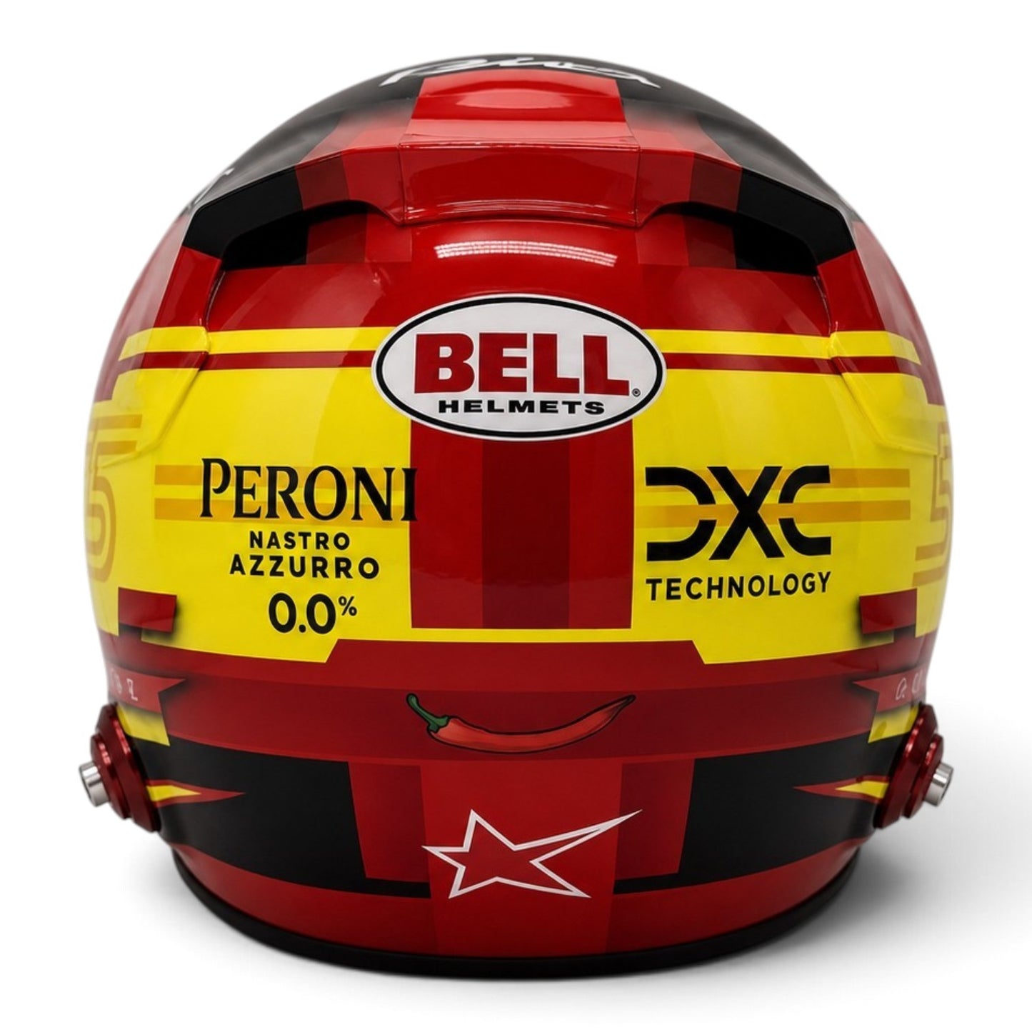 Casque Replica Carlos Sainz 2024 Ferrari F1 numéro 55 rouge jaune et noir avec visière Bell originale