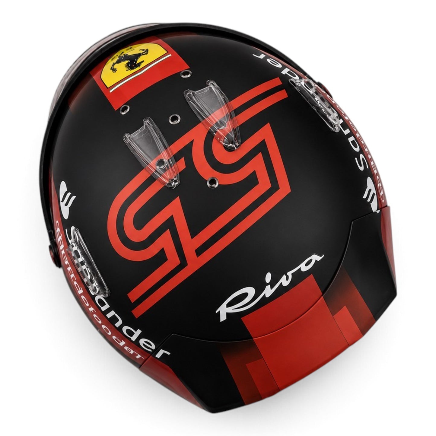 Casque Replica Carlos Sainz 2024 Ferrari F1 numéro 55 rouge jaune et noir avec visière Bell originale
