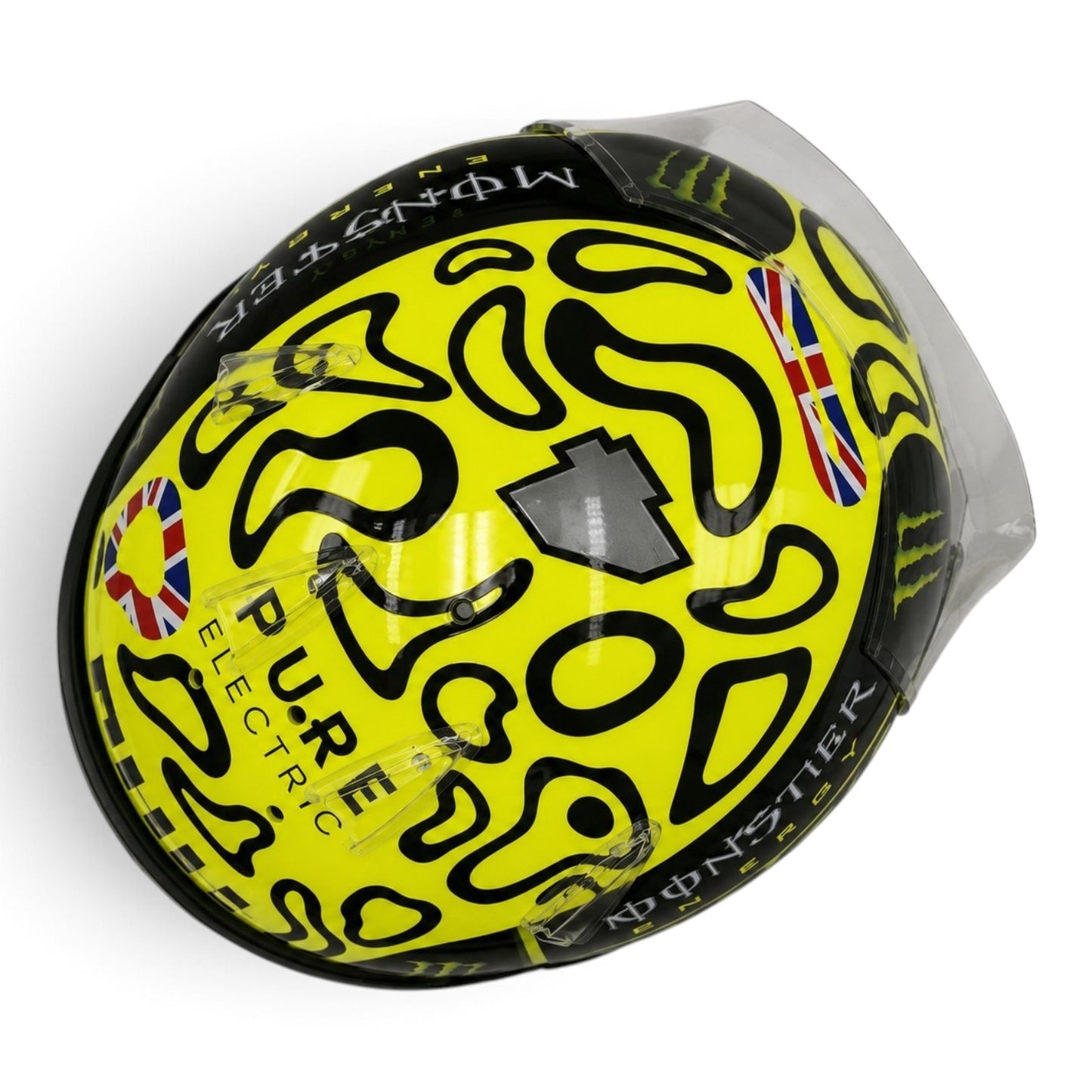 Casque Replica Lando Norris Silverstone 2025 McLaren F1 jaune fluorescent et noir avec visière Bell originale