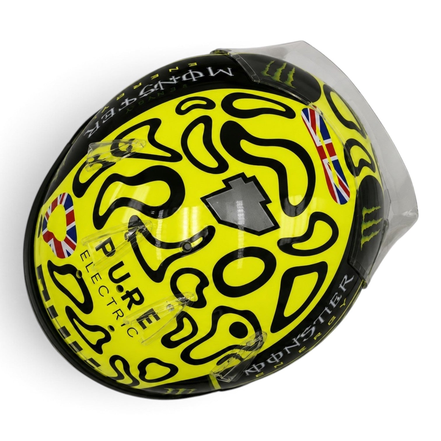Casque Replica Lando Norris Silverstone 2025 McLaren F1 jaune fluorescent et noir avec visière Bell originale
