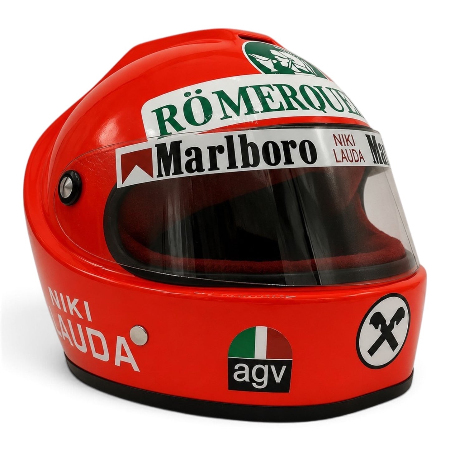 Casque Replica Niki Lauda Grand Prix d’Allemagne 1976 Nürburgring inspiré du casque porté au volant de la Ferrari 312 T2