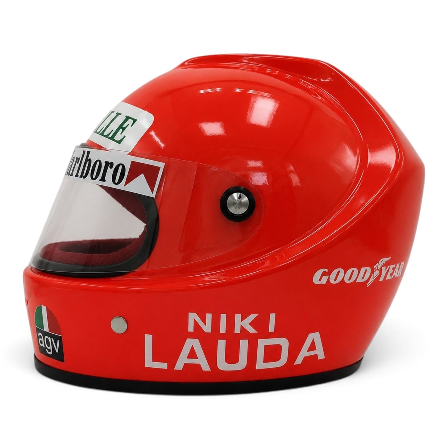 Casque Replica Niki Lauda Grand Prix d’Allemagne 1976 Nürburgring inspiré du casque porté au volant de la Ferrari 312 T2