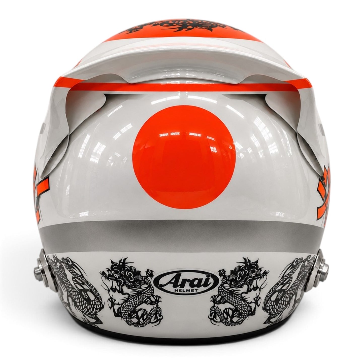 Casque Replica Jenson Button Suzuka 2012 McLaren F1 blanc argent et orange avec visière foncée