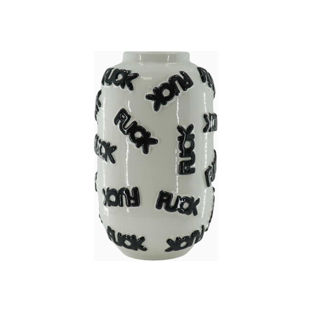 Vase "F*CK" Housevitamin – Céramique Blanche à Motifs Noir en Relief - Boutique Ømm