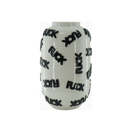 Vase "F*CK" Housevitamin – Céramique Blanche à Motifs Noir en Relief - Boutique Ømm