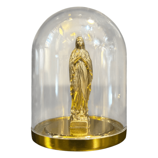 Vierge Lourdes dorée sous cloche – 6 cm – Sapristi Store - Boutique Ømm