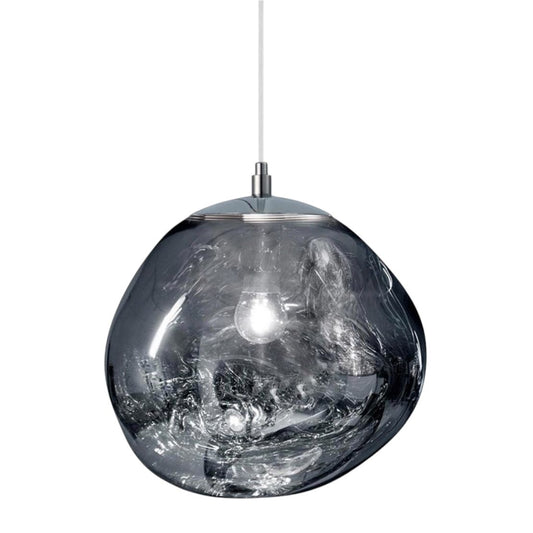 Suspension Globo en verre effet miroir fumé au design organique avec ampoule visible