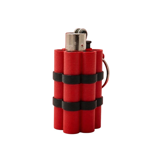 Briquet Dynamite Superstuff rouge et noir au design fantaisie avec anneau métallique